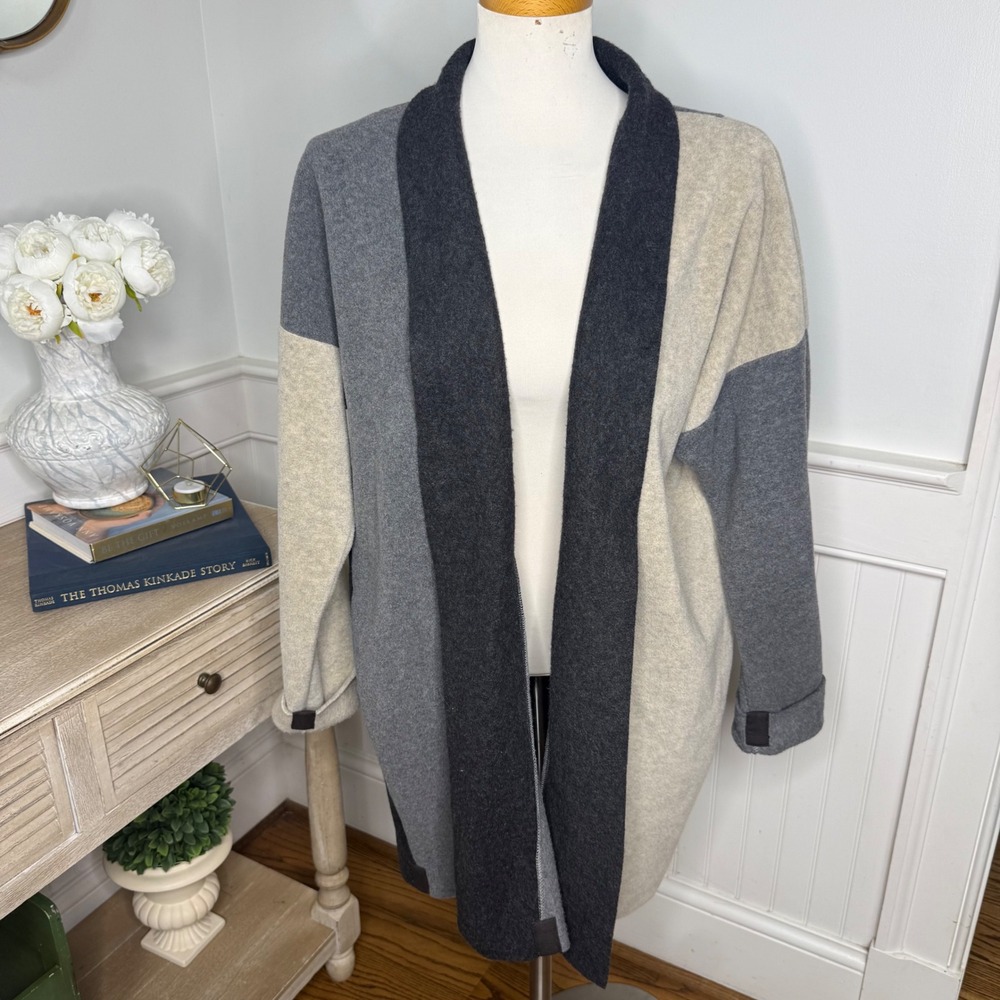 Henriette Steffensen Copenhagen Colorblock Fleece Cardigan Grey Oeko-Tex